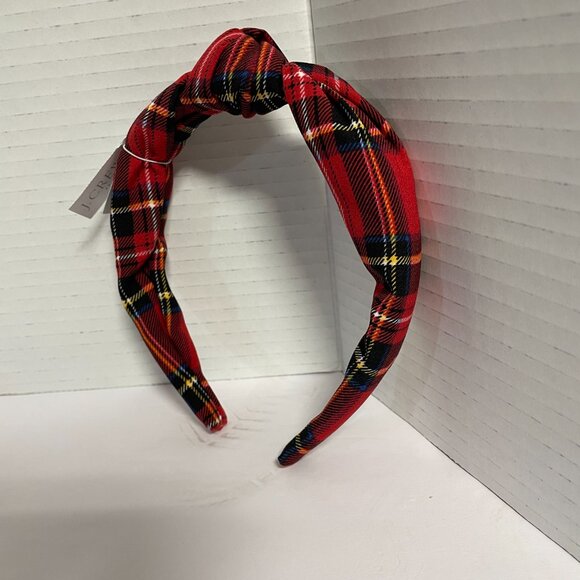 J. Crew Tartan Knot Headband Red/Black Multi 0S NWT - Picture 6 of 6